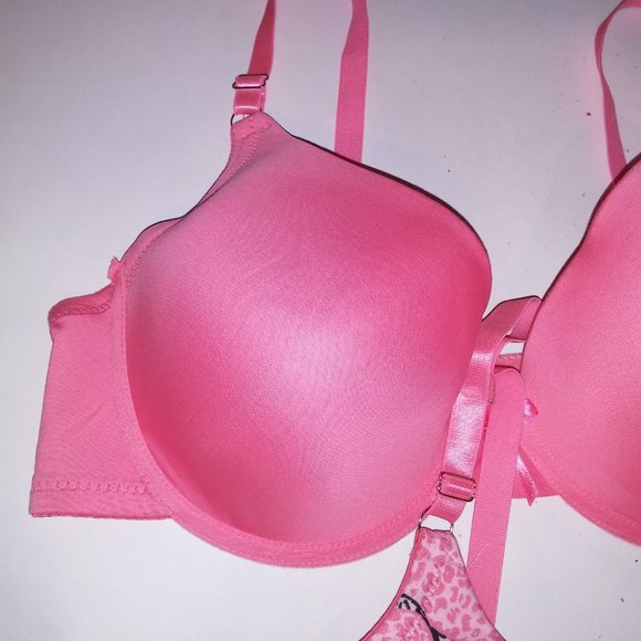 Set of 2 Midnight Muse Bra 40D Solid Pink Leopard Hearts Lightly Lined Underwire - Picture 4 of 9